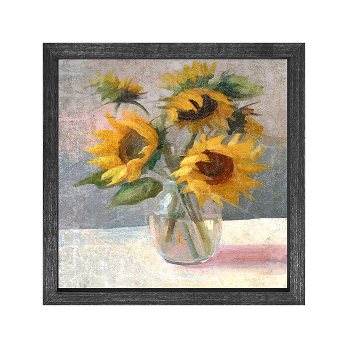 Glass Vase of Sunflowers