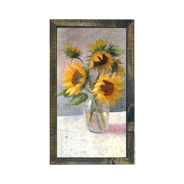 Glass Vase of Sunflowers - Vertical Frame