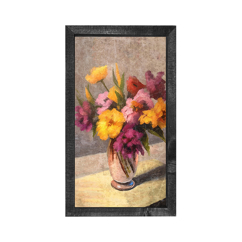 Glass Vase with Yellow and Pink Flowers - Vertical Frame