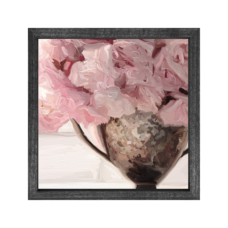 Silver Vase with Pink Flowers