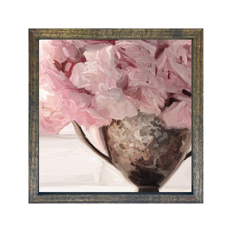 Silver Vase with Pink Flowers