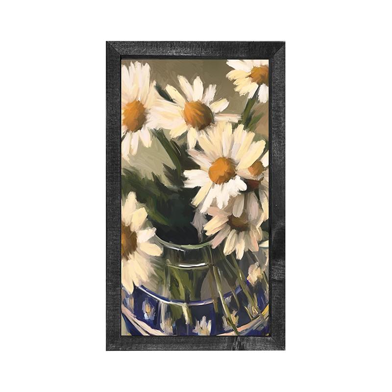 Glass Vase of Daisies - Vertical Frame