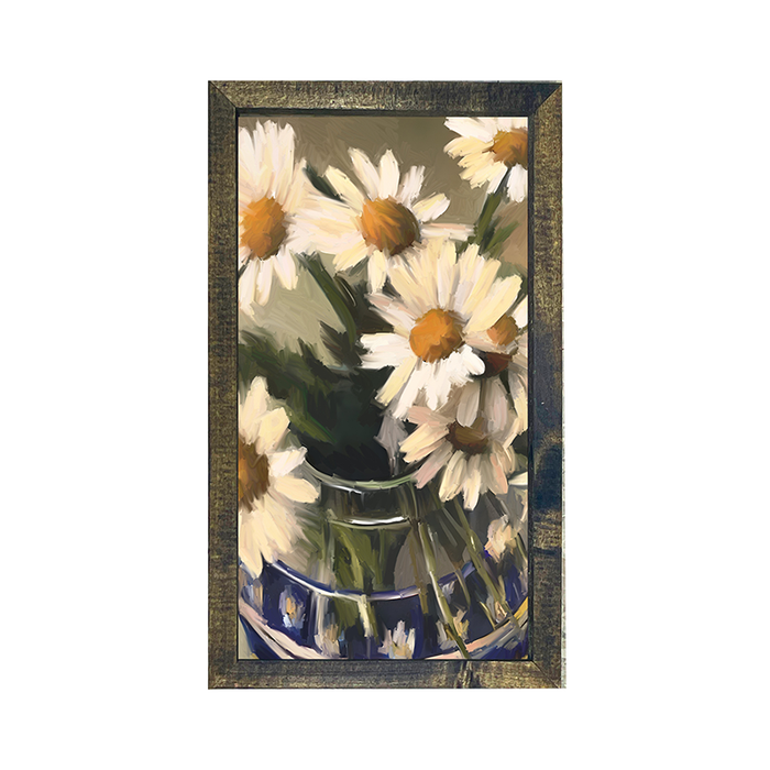 Glass Vase of Daisies - Vertical Frame