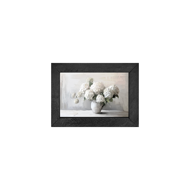 White Vase of Hydrangeas - Horizontal Frame