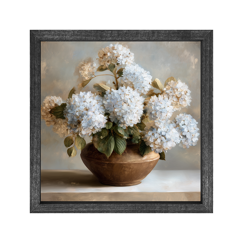 Copper Vase with Blue Hydrangeas