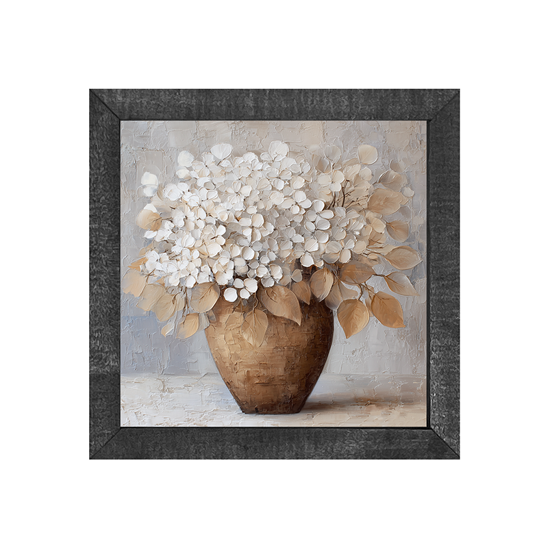 Copper Vase with White Hydrangeas
