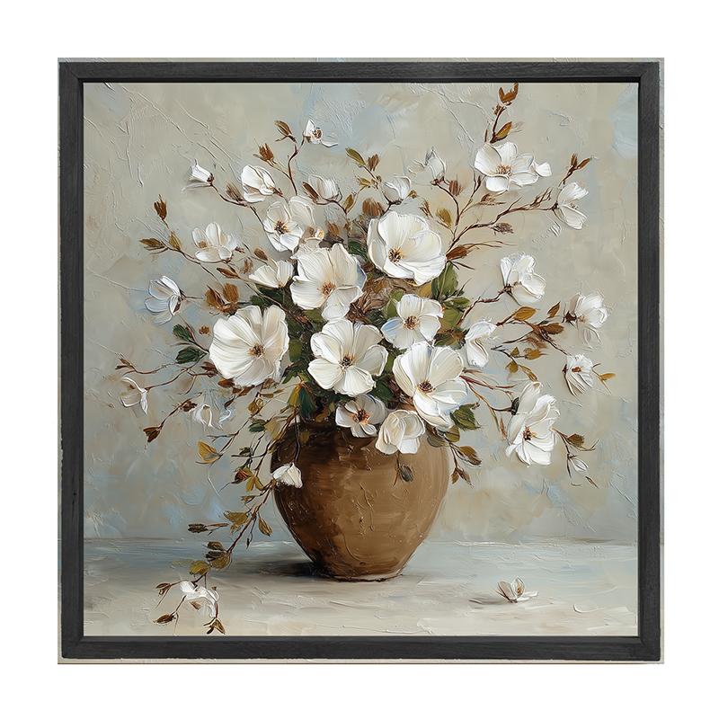 Copper Vase with White Floral Bouquet