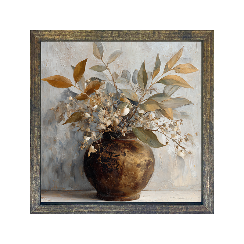 Copper Vase with Leafy Bouquet