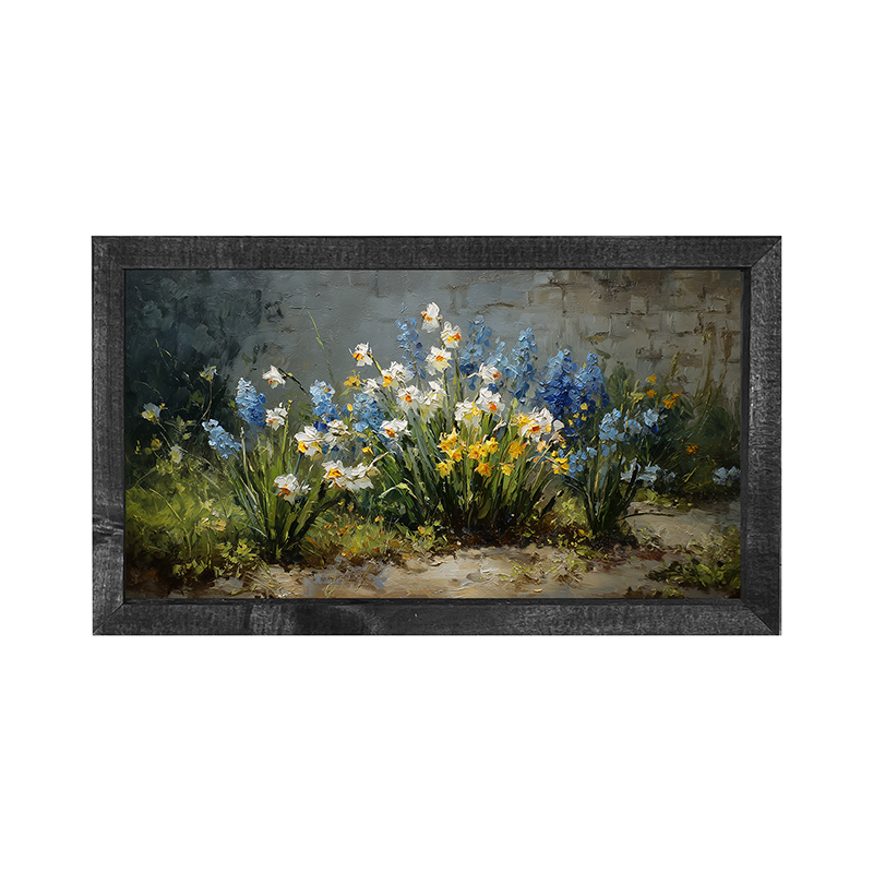 Patch of Blue and White Flowers - Horizontal Frame