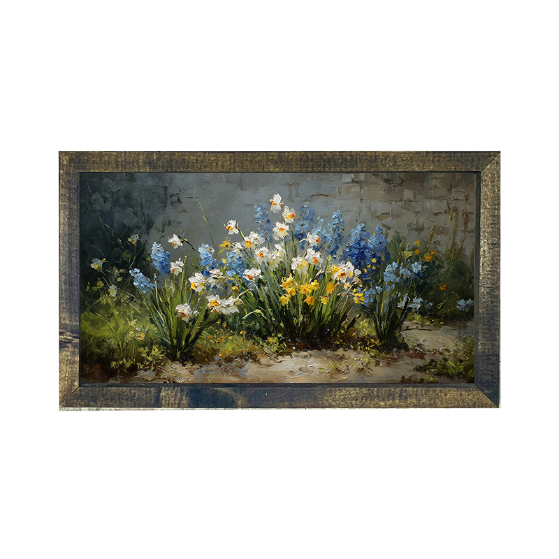 Patch of Blue and White Flowers - Horizontal Frame