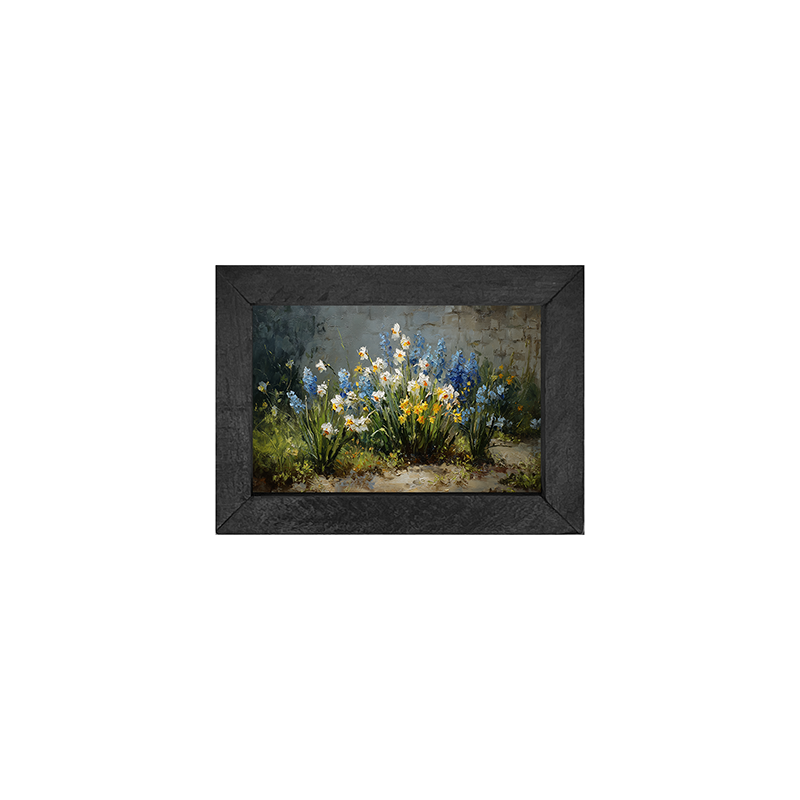 Patch of Blue and White Flowers - Horizontal Frame