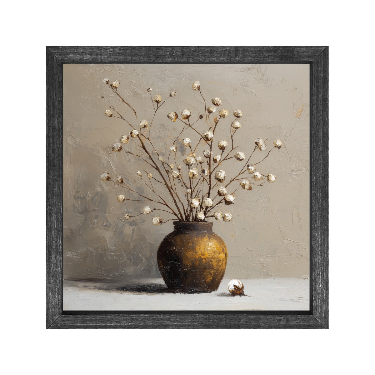 Floral Still Life - Cotton Branches - Square Frame