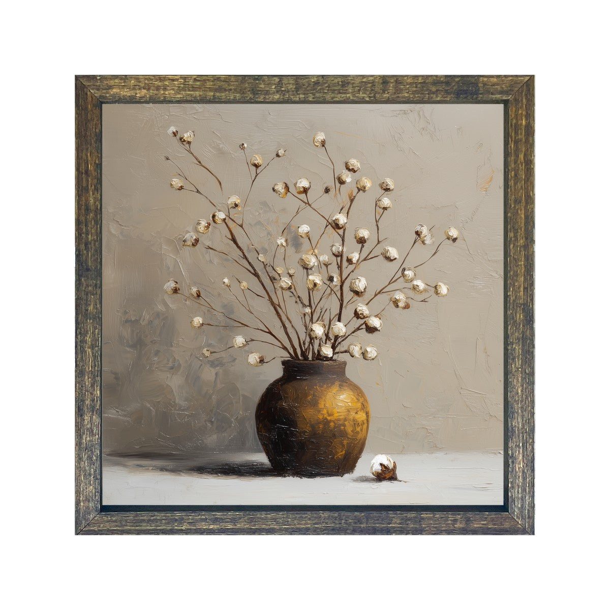 Floral Still Life - Cotton Branches - Square Frame