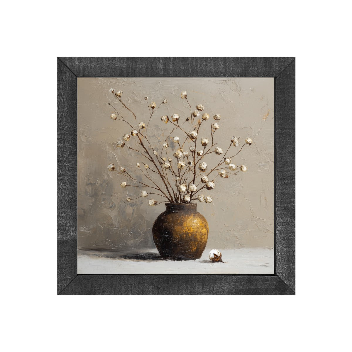 Floral Still Life - Cotton Branches - Square Frame