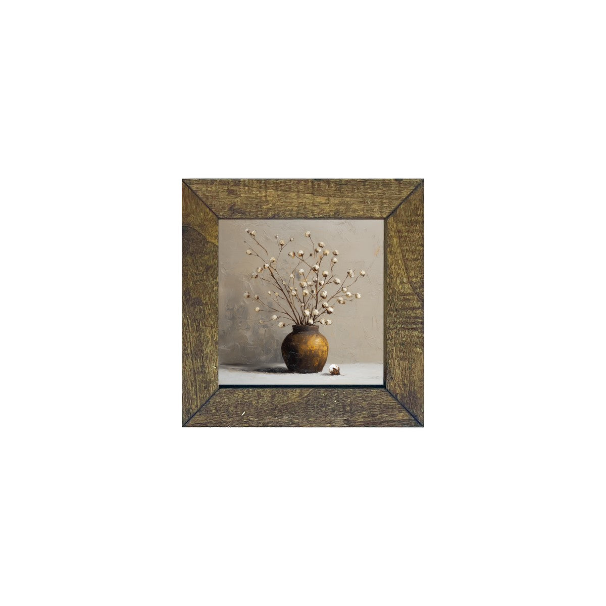 Floral Still Life - Cotton Branches - Square Frame