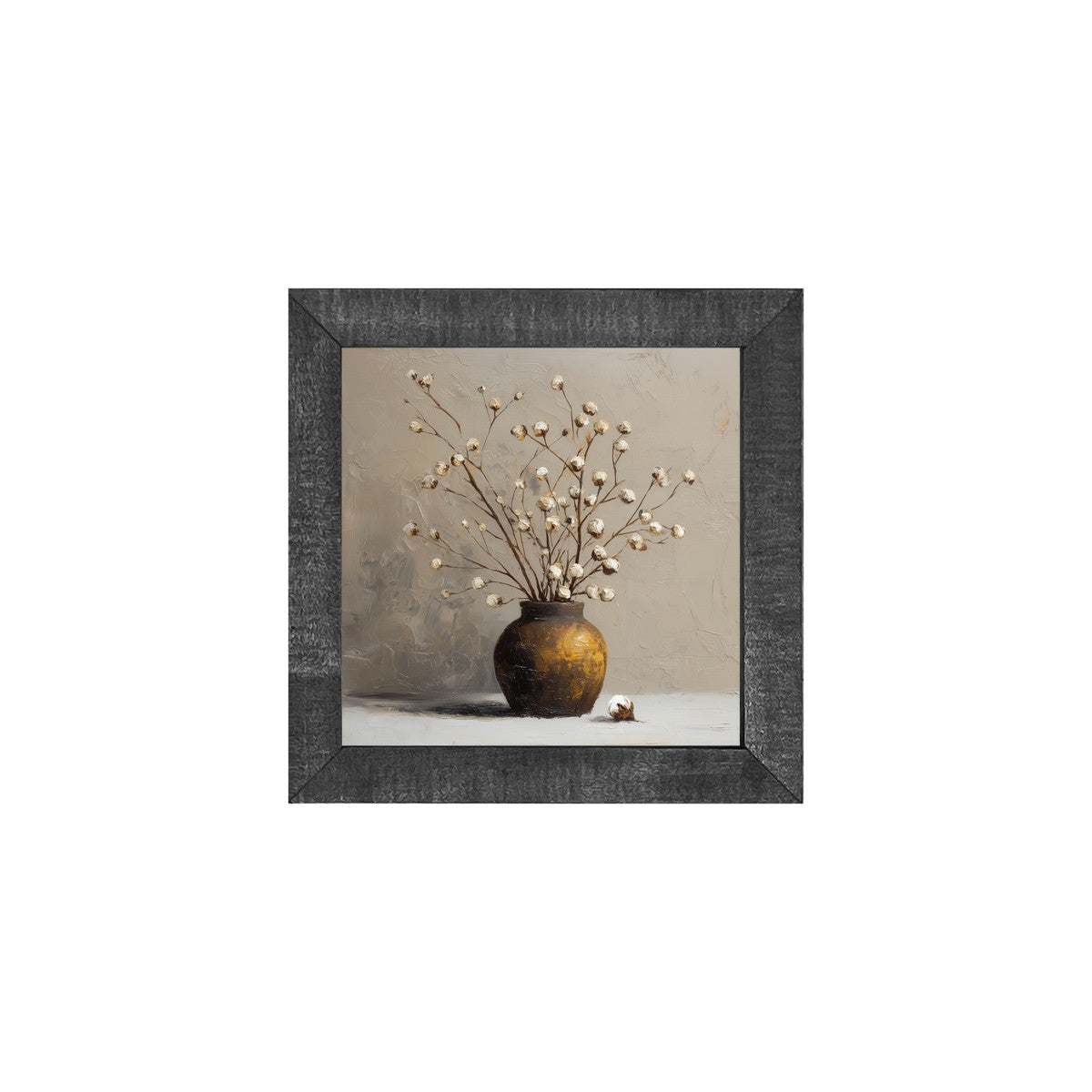 Floral Still Life - Cotton Branches - Square Frame