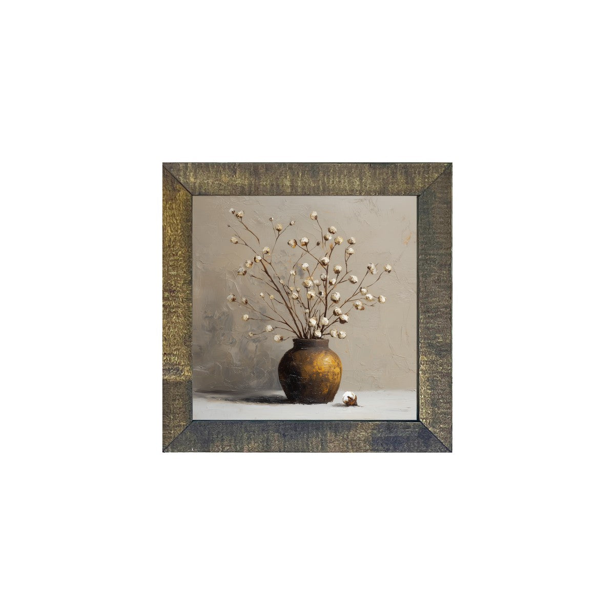 Floral Still Life - Cotton Branches - Square Frame