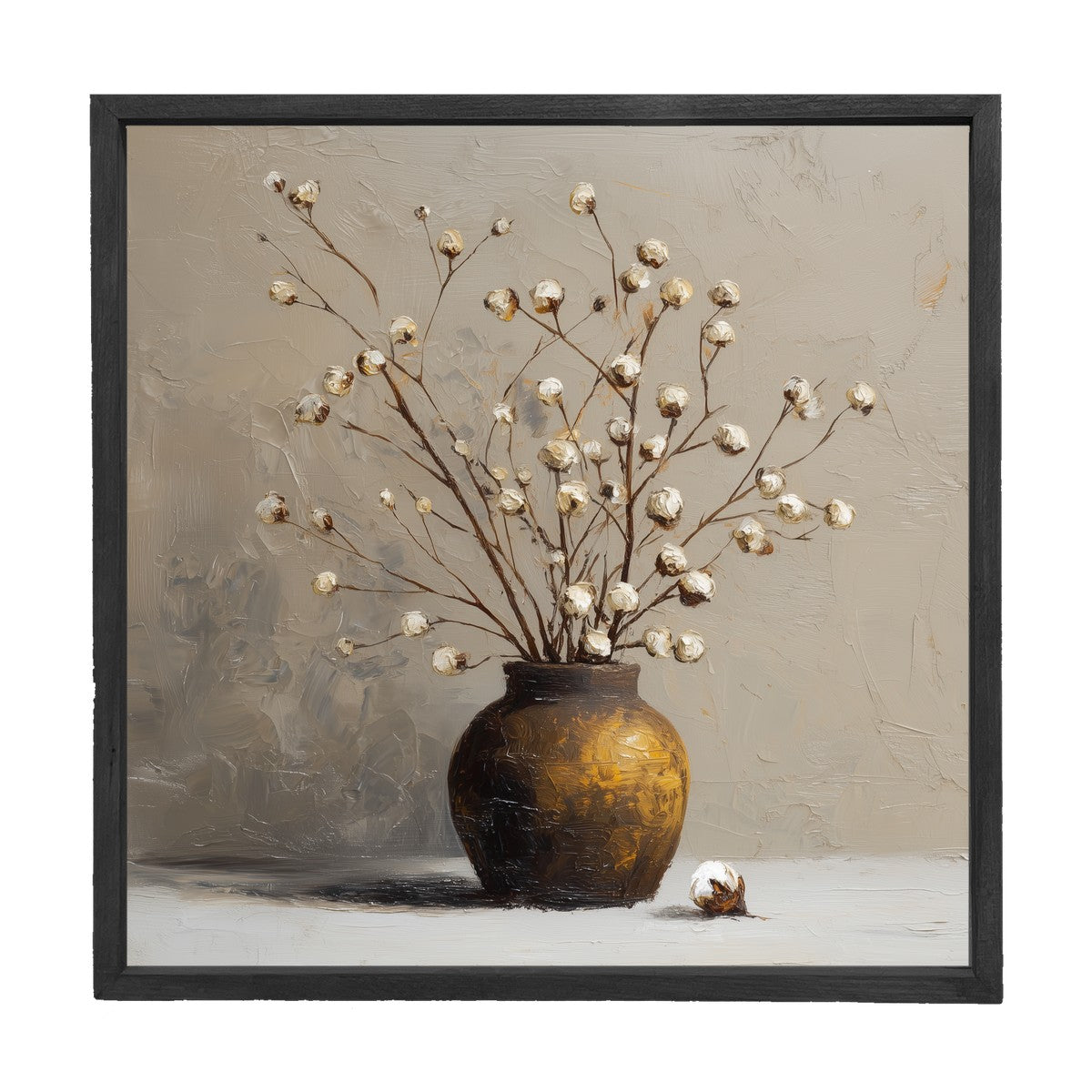 Floral Still Life - Cotton Branches - Square Frame