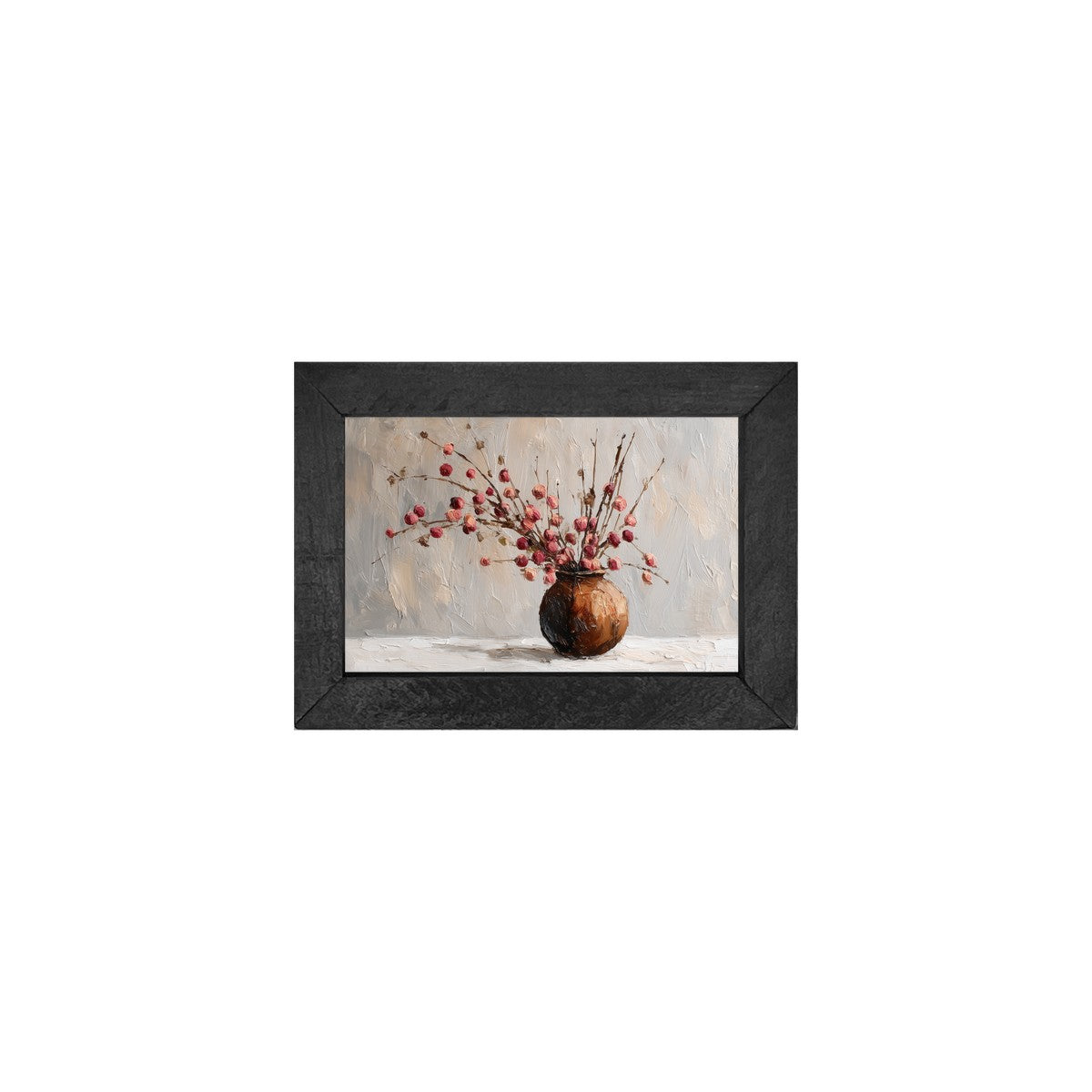 Floral Still Life - Pink Floral Branches in Copper Pot - Horizontal Frame