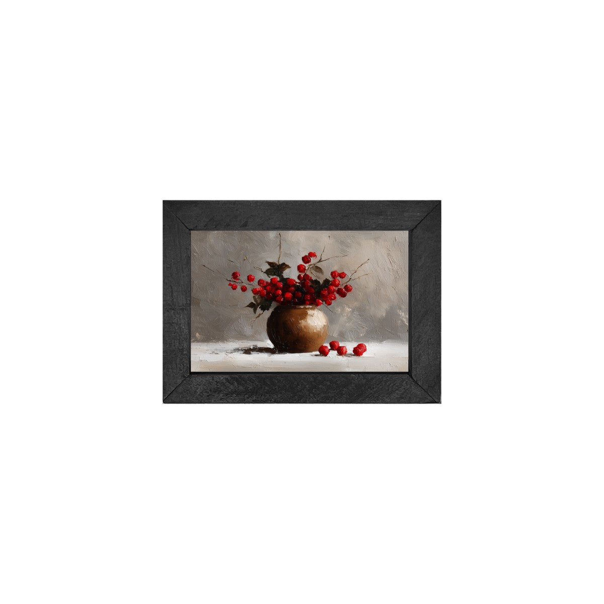 Floral Still Life - Red Floral Branches in Copper Pot - Horizontal Frame