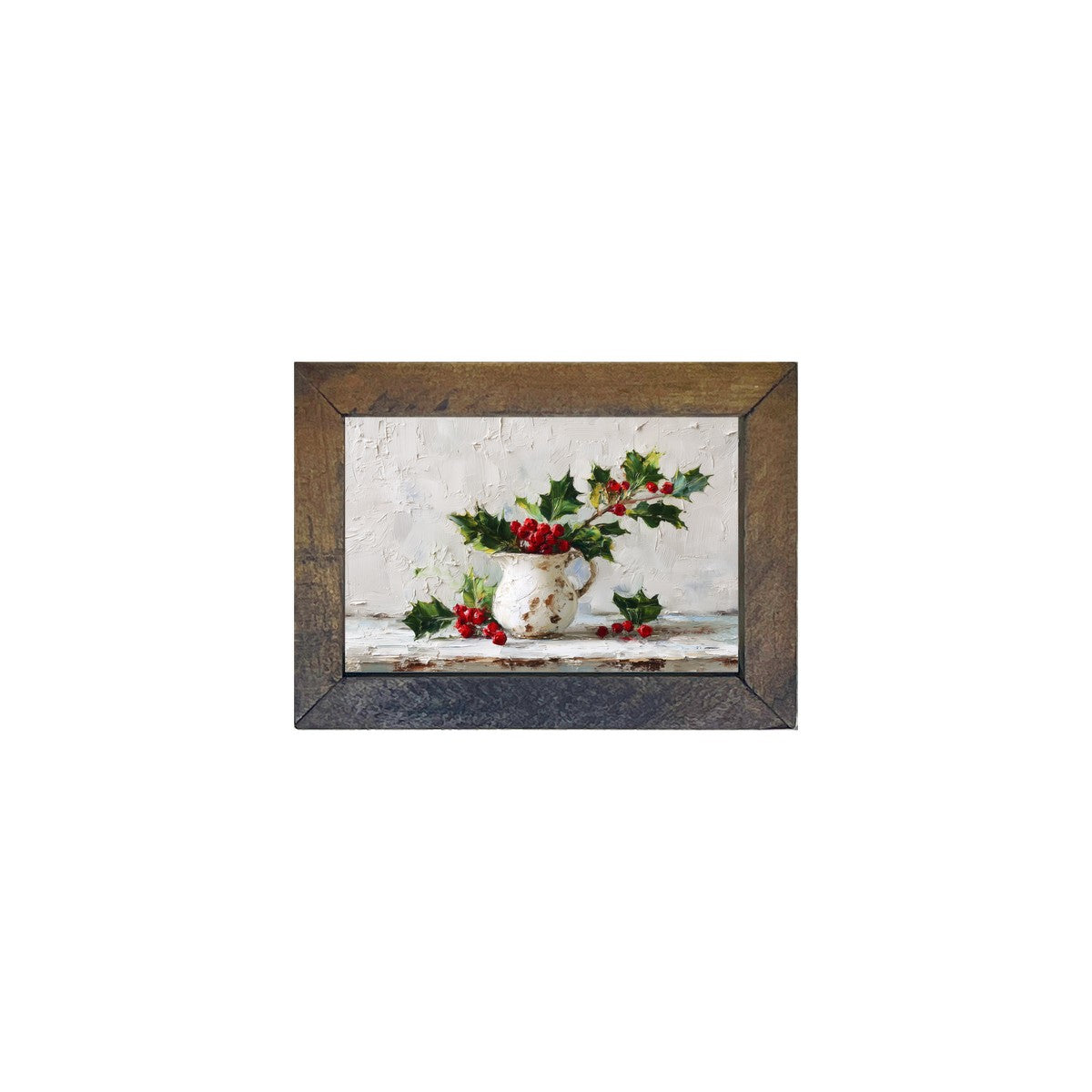 Floral Still Life - Holly Sprig in Pitcher - Horizontal Frame