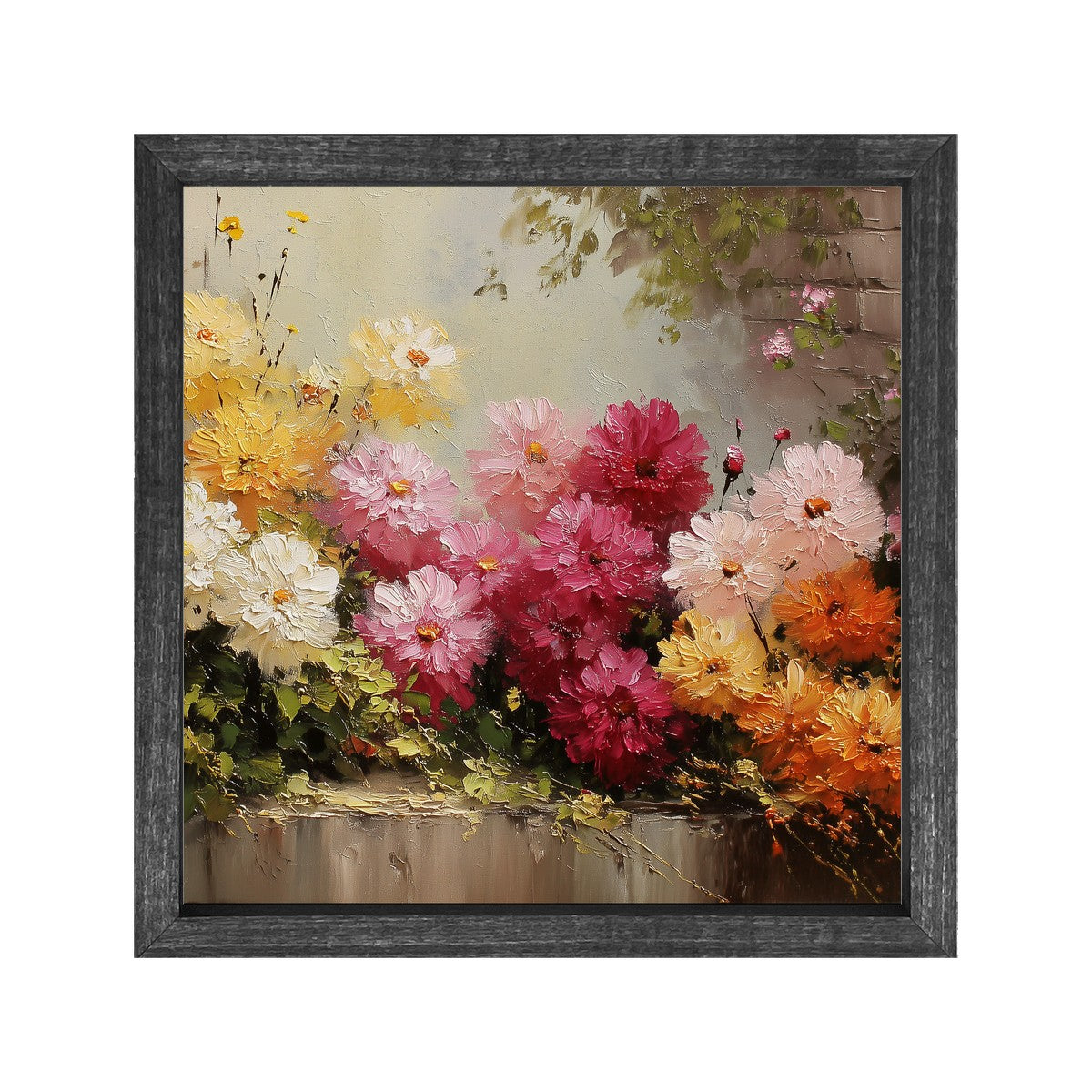 Garden Wall - Peonies - Square Frame