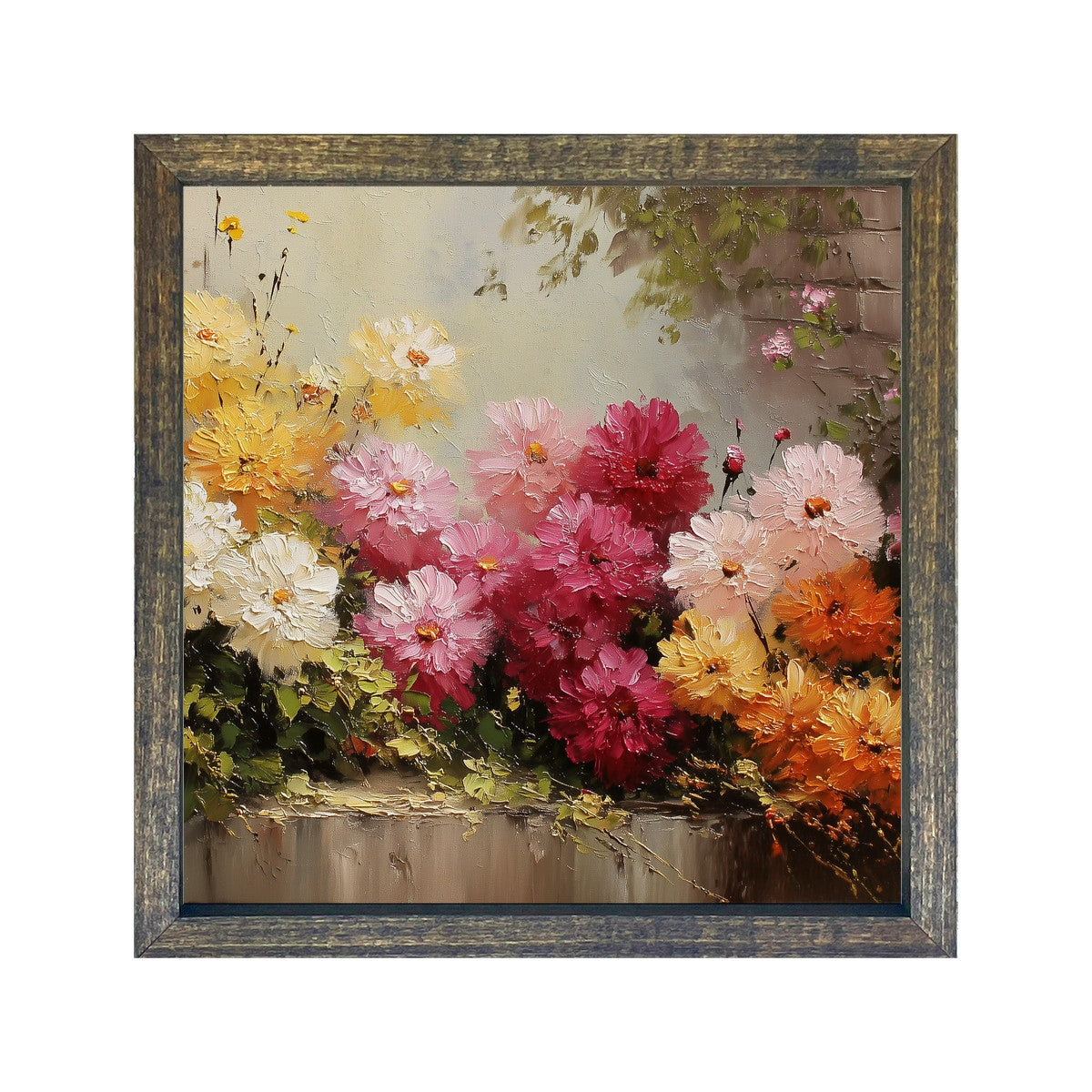 Garden Wall - Peonies - Square Frame