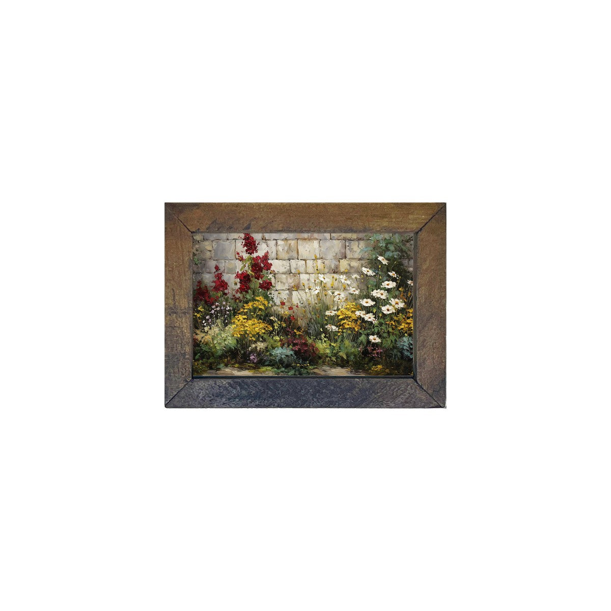 Garden Wall - Burgundy Delphiniums - Horizontal Frame