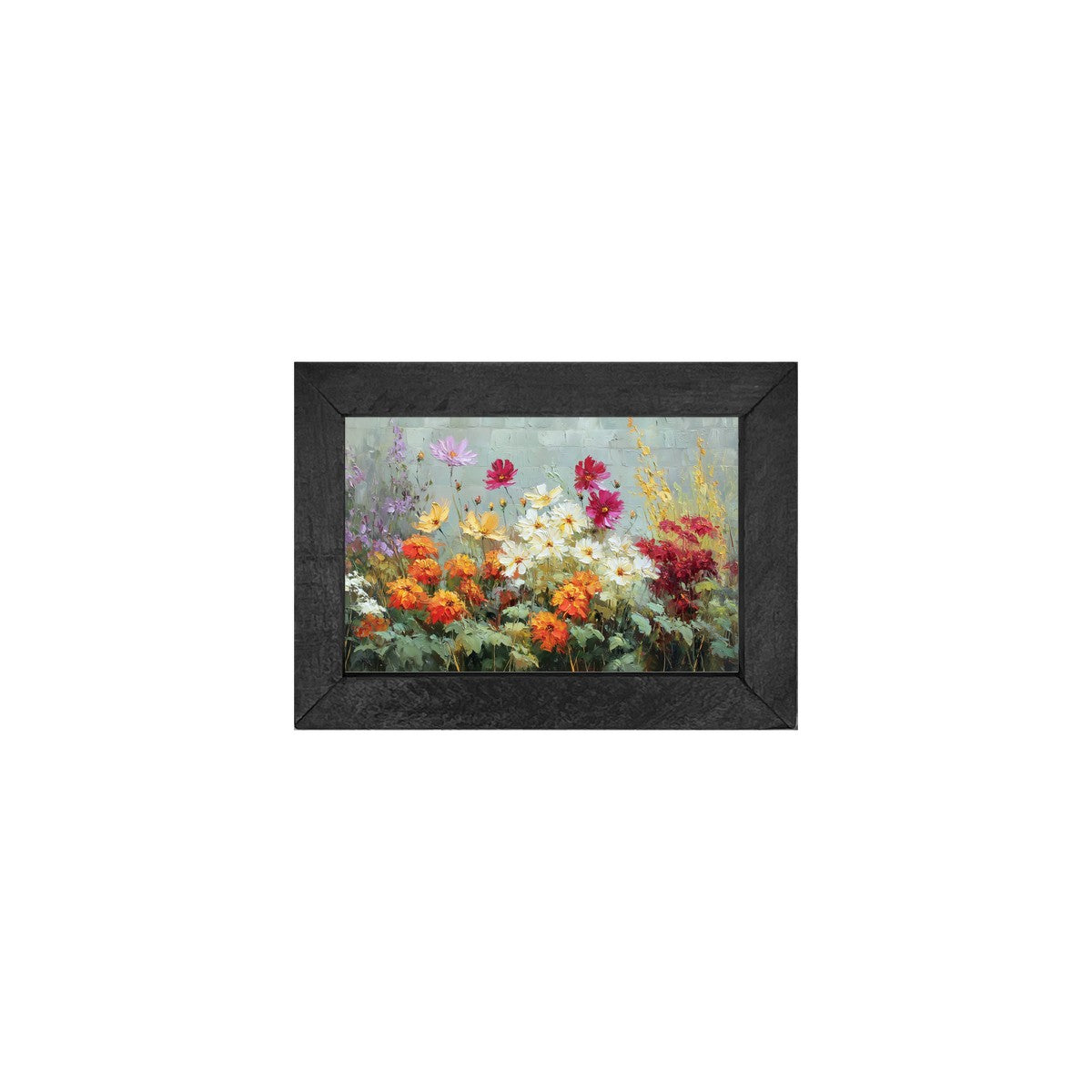 Garden Wall - Orange and White Flowers - Horizontal Frame