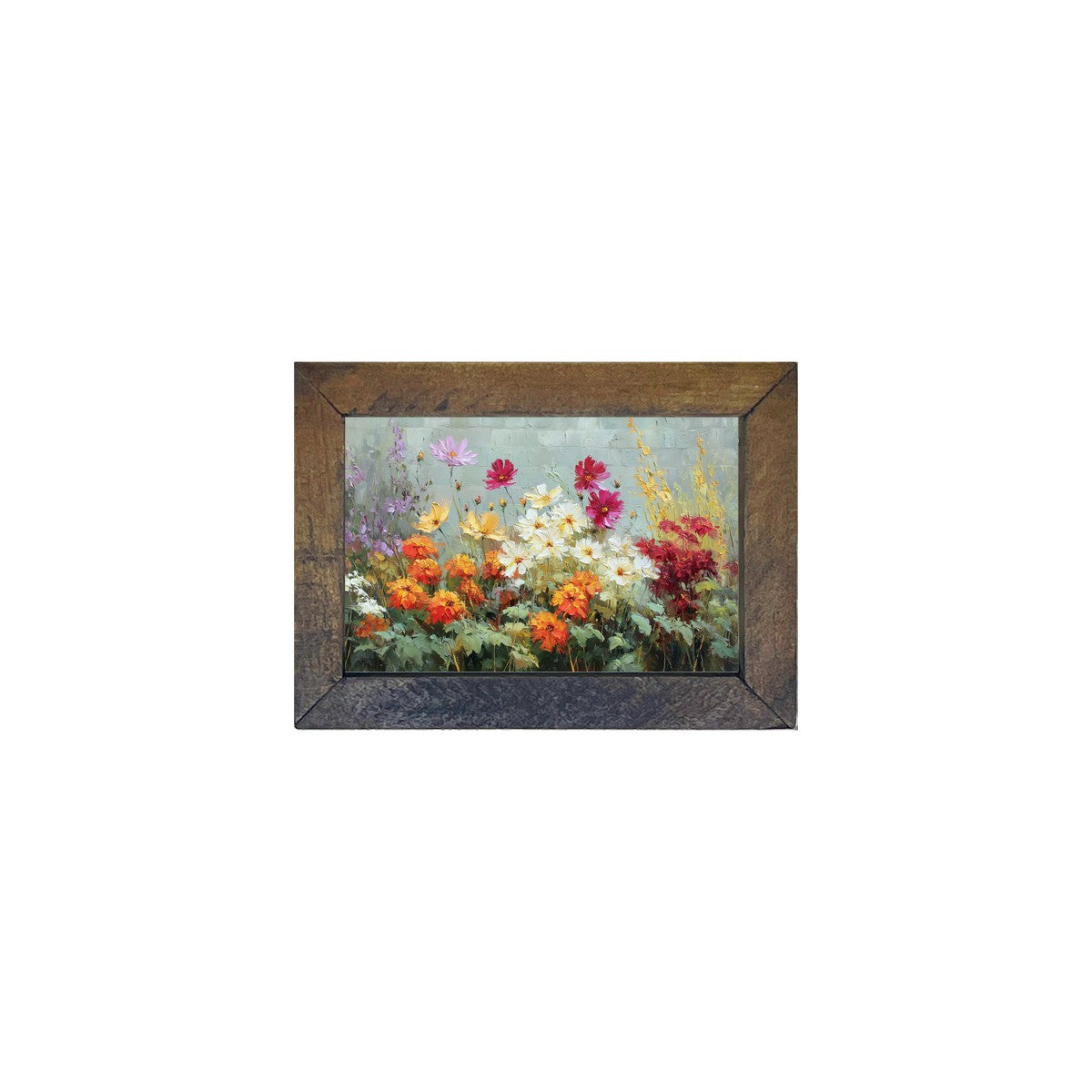 Garden Wall - Orange and White Flowers - Horizontal Frame