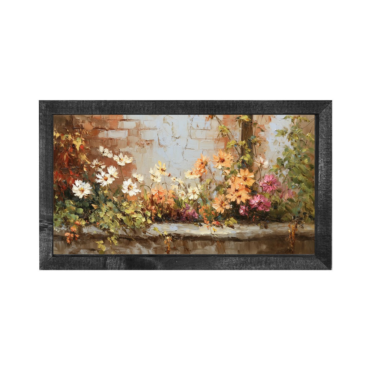 Garden Wall - Fall Daisies - Horizontal Frame