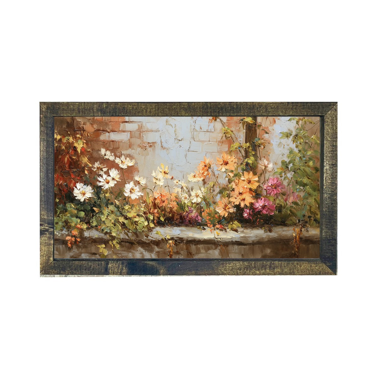 Garden Wall - Fall Daisies - Horizontal Frame