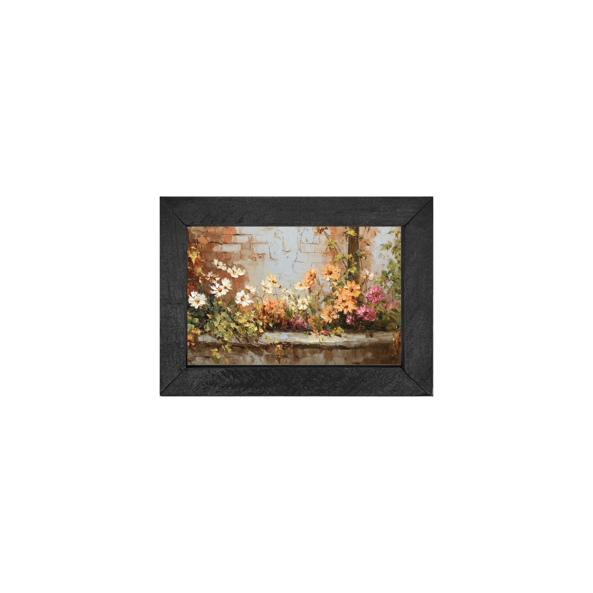 Garden Wall - Fall Daisies - Horizontal Frame