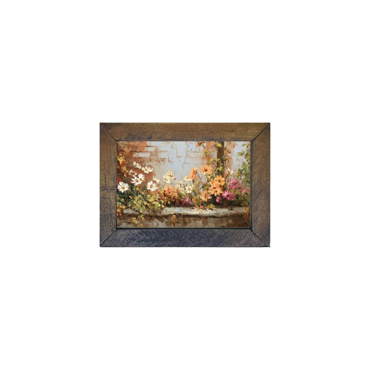Garden Wall - Fall Daisies - Horizontal Frame