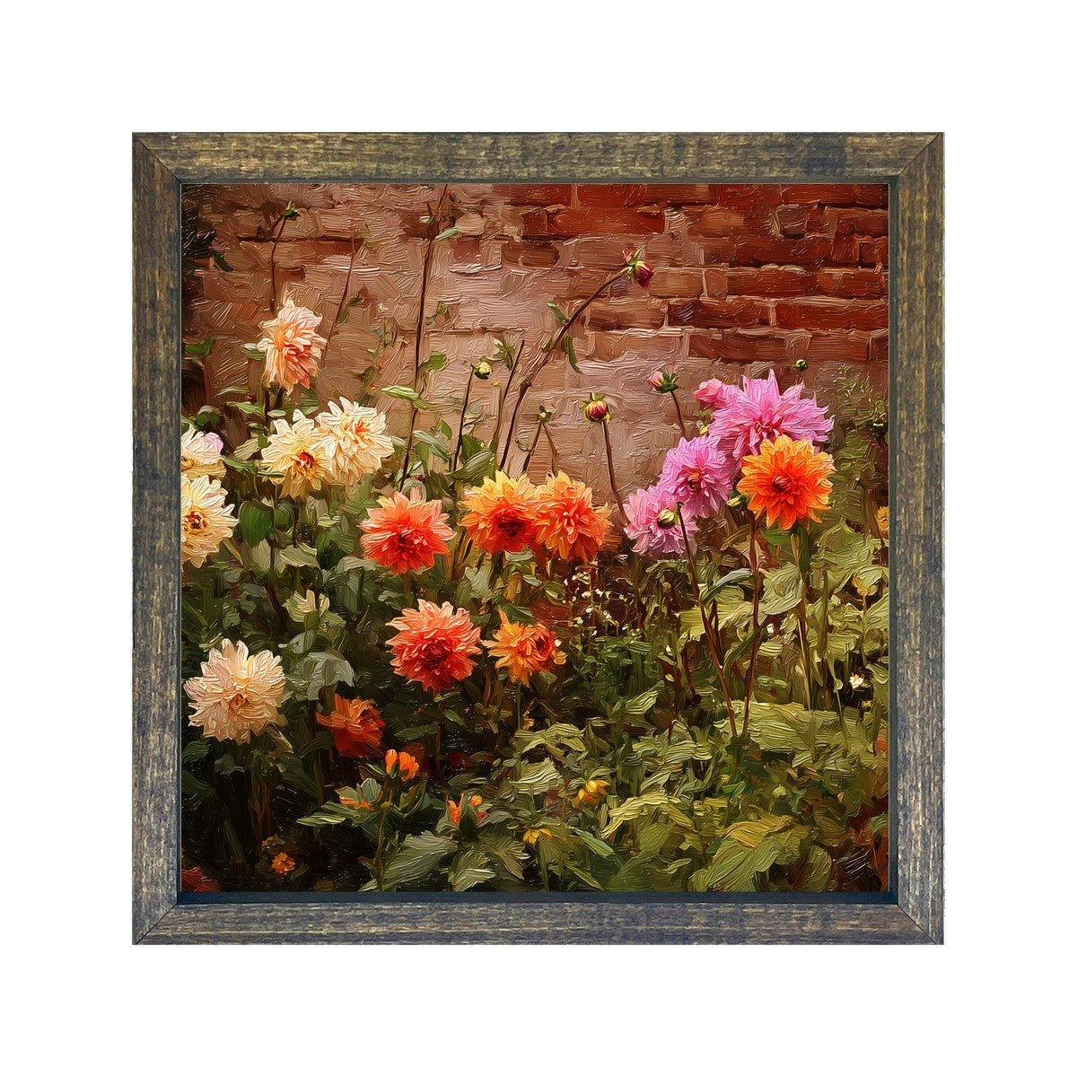 Garden Wall - Fall Mums - Square Frame