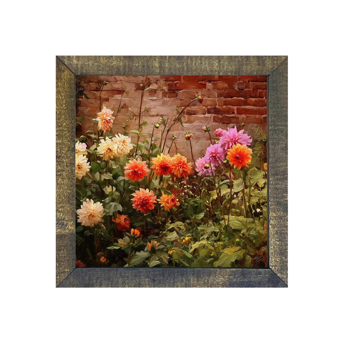 Garden Wall - Fall Mums - Square Frame