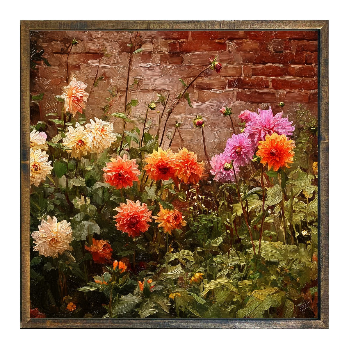 Garden Wall - Fall Mums - Square Frame