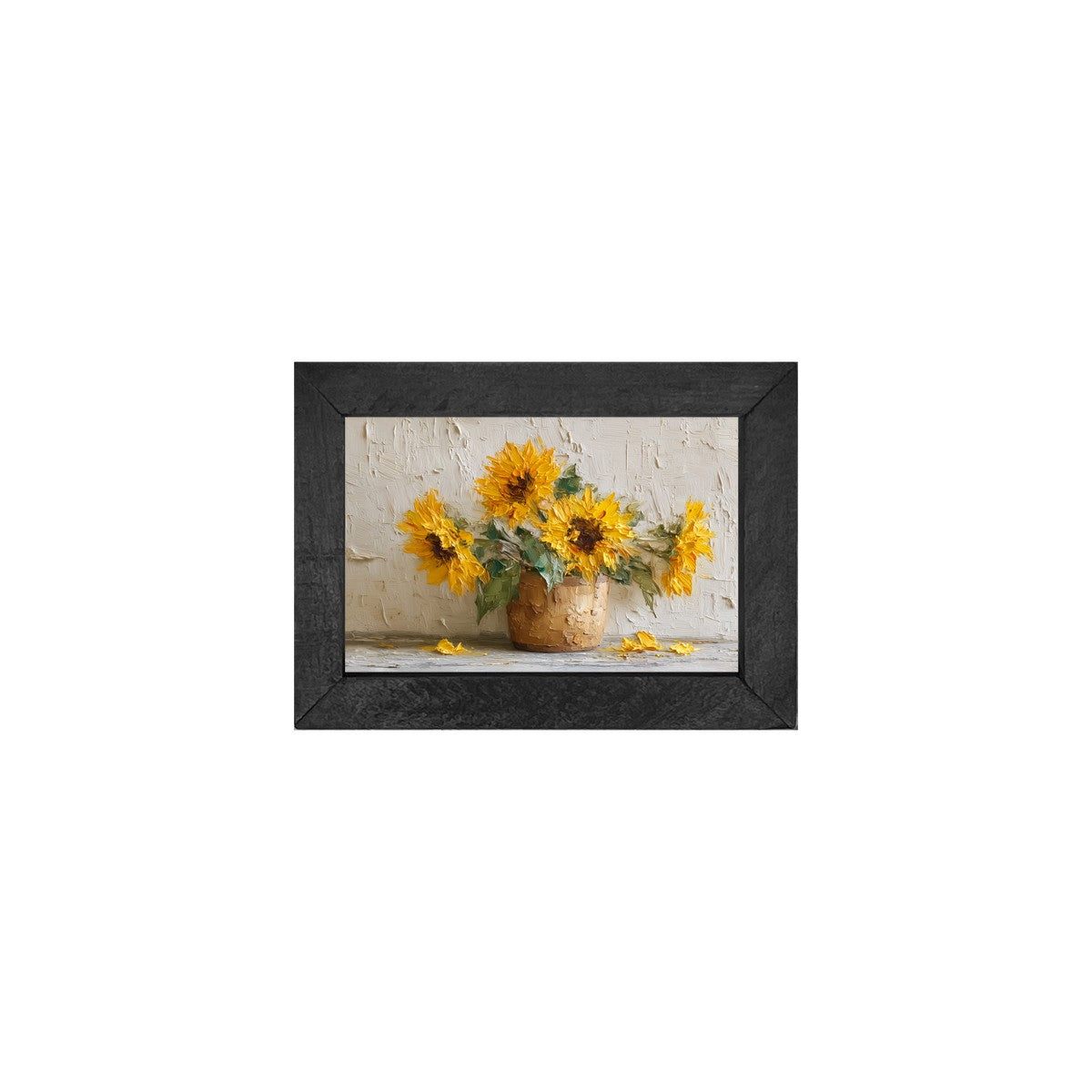 Floral Still Life - Sunflowers in Tan Pot - Horizontal Frame