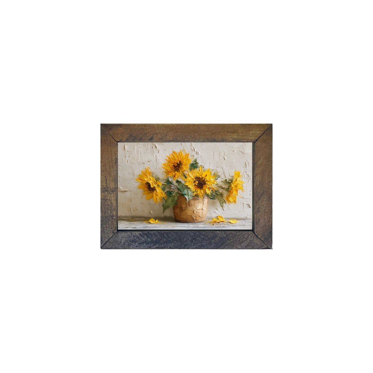 Floral Still Life - Sunflowers in Tan Pot - Horizontal Frame