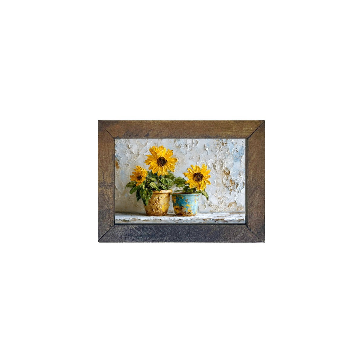 Floral Still Life - Sunflowers in Two Pots - Horizontal Frame