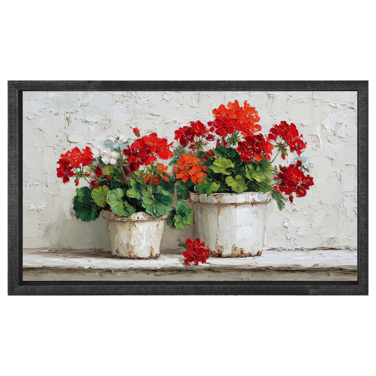 Floral Still Life - Two Geraniums - Horizontal Frame