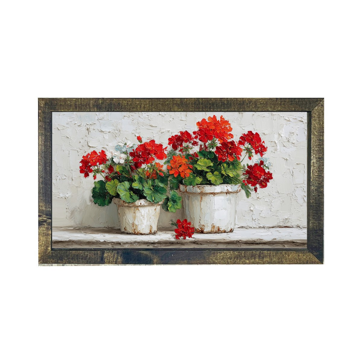 Floral Still Life - Two Geraniums - Horizontal Frame