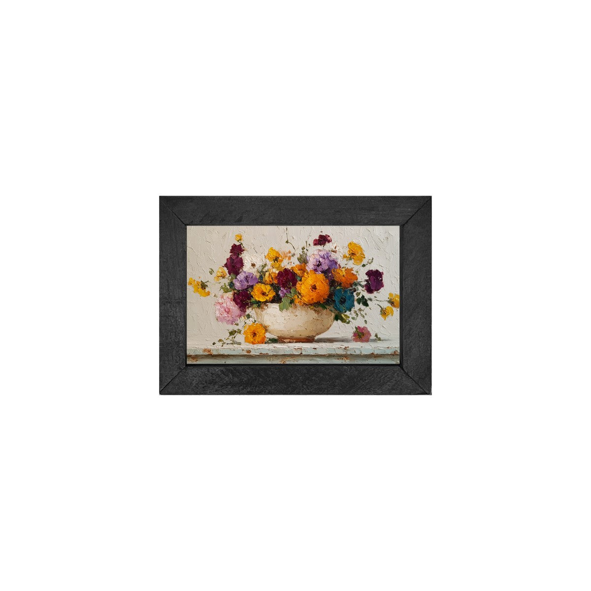 Floral Still Life - Bowl Flower Pot - Horizontal Frame
