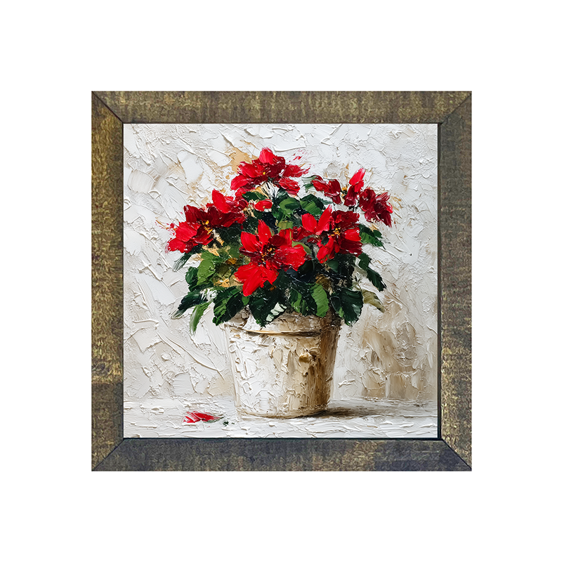 Floral Still - Potted Poinsettias - Square Frame