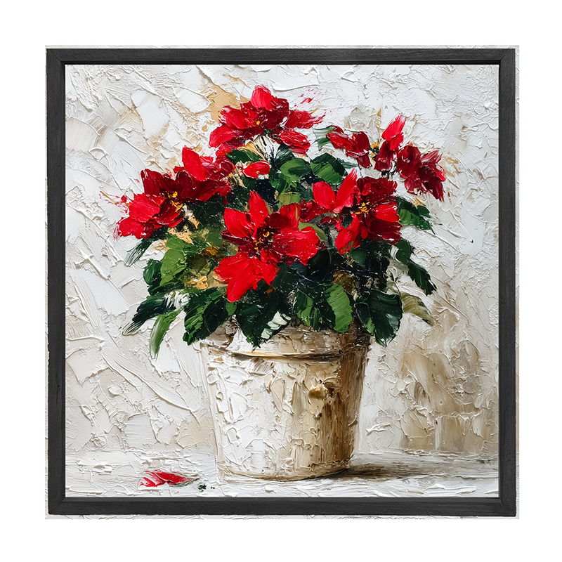 Floral Still - Potted Poinsettias - Square Frame