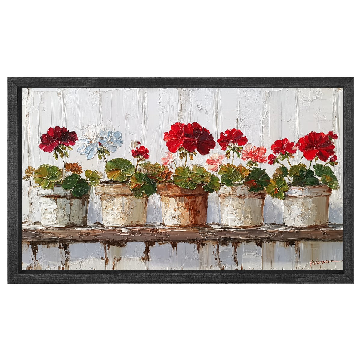 Floral Still Life - Five Geraniums - Horizontal Frame