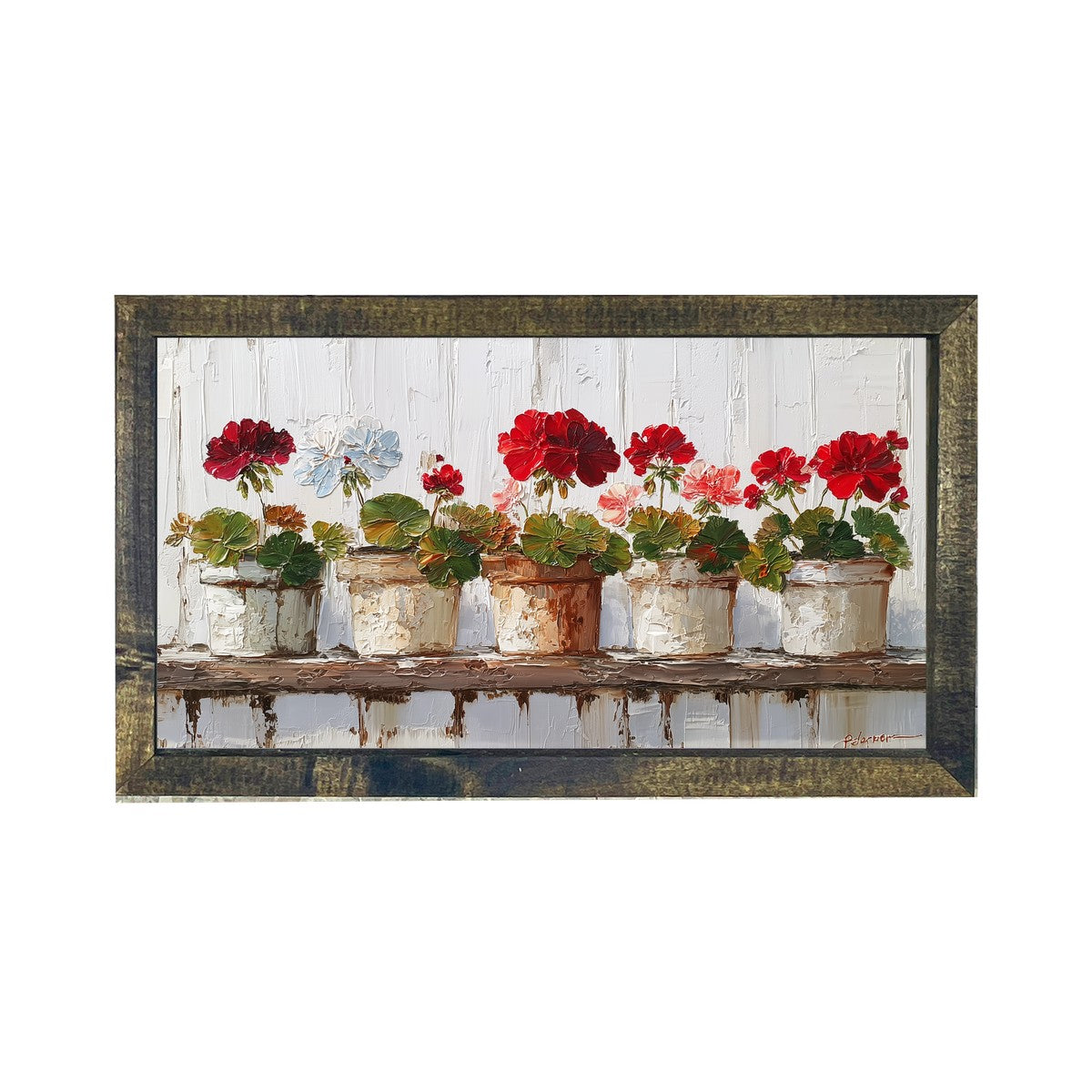 Floral Still Life - Five Geraniums - Horizontal Frame