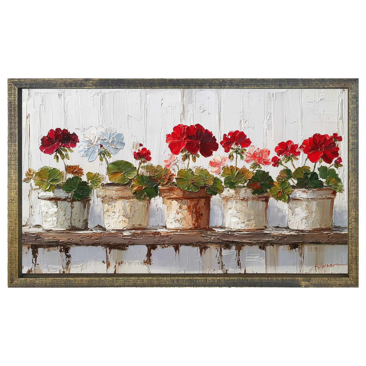 Floral Still Life - Five Geraniums - Horizontal Frame