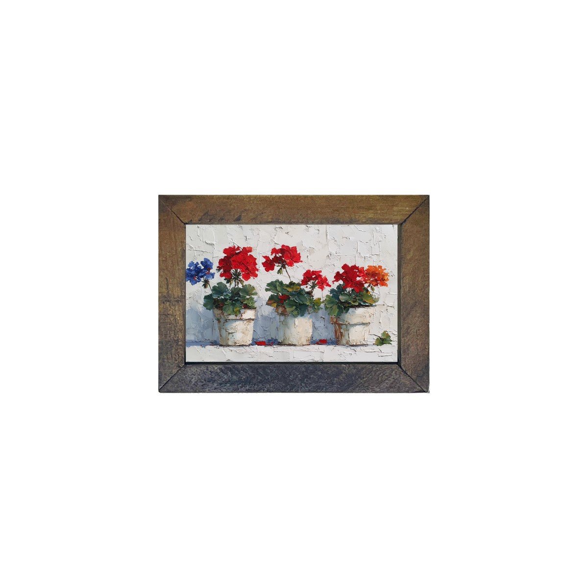 Floral Still Life - Red and Blue Geraniums - Horizontal Frame