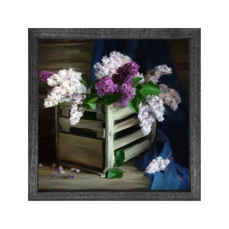 Lilacs in a crate